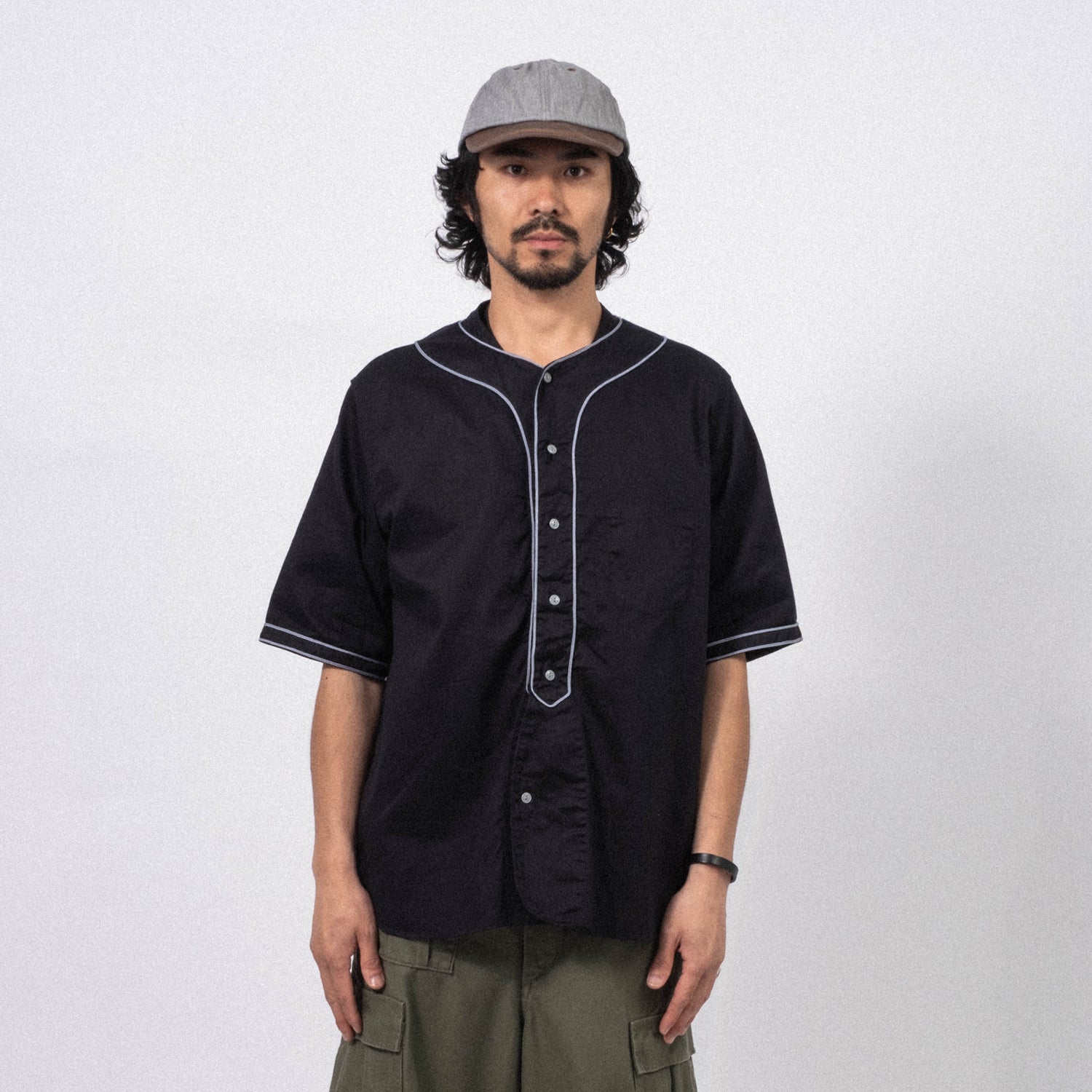 [NIGEL CABOURN] BASEBALL SHIRT S/S TYPE2 _ DARK NAVY