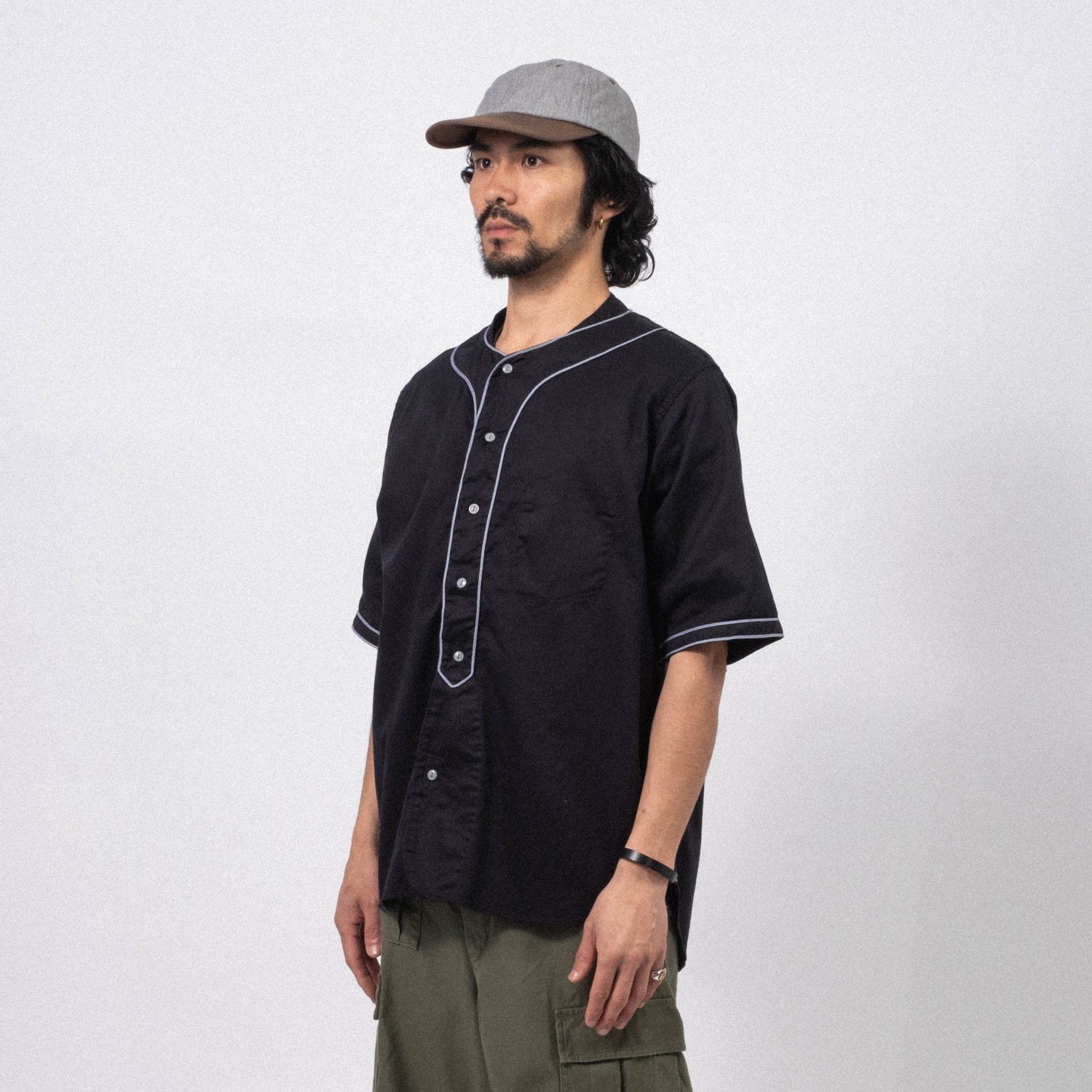 [NIGEL CABOURN] BASEBALL SHIRT S/S TYPE2 _ DARK NAVY