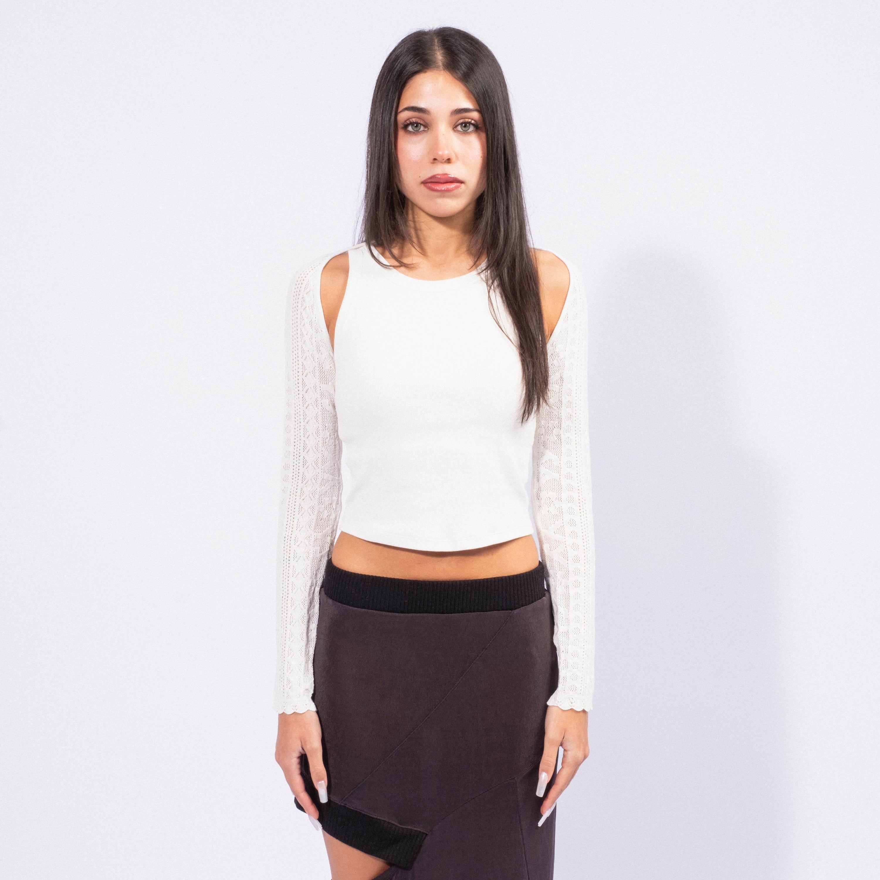 [OPEN YY] YY JACQUARD BOLERO _ WHITE