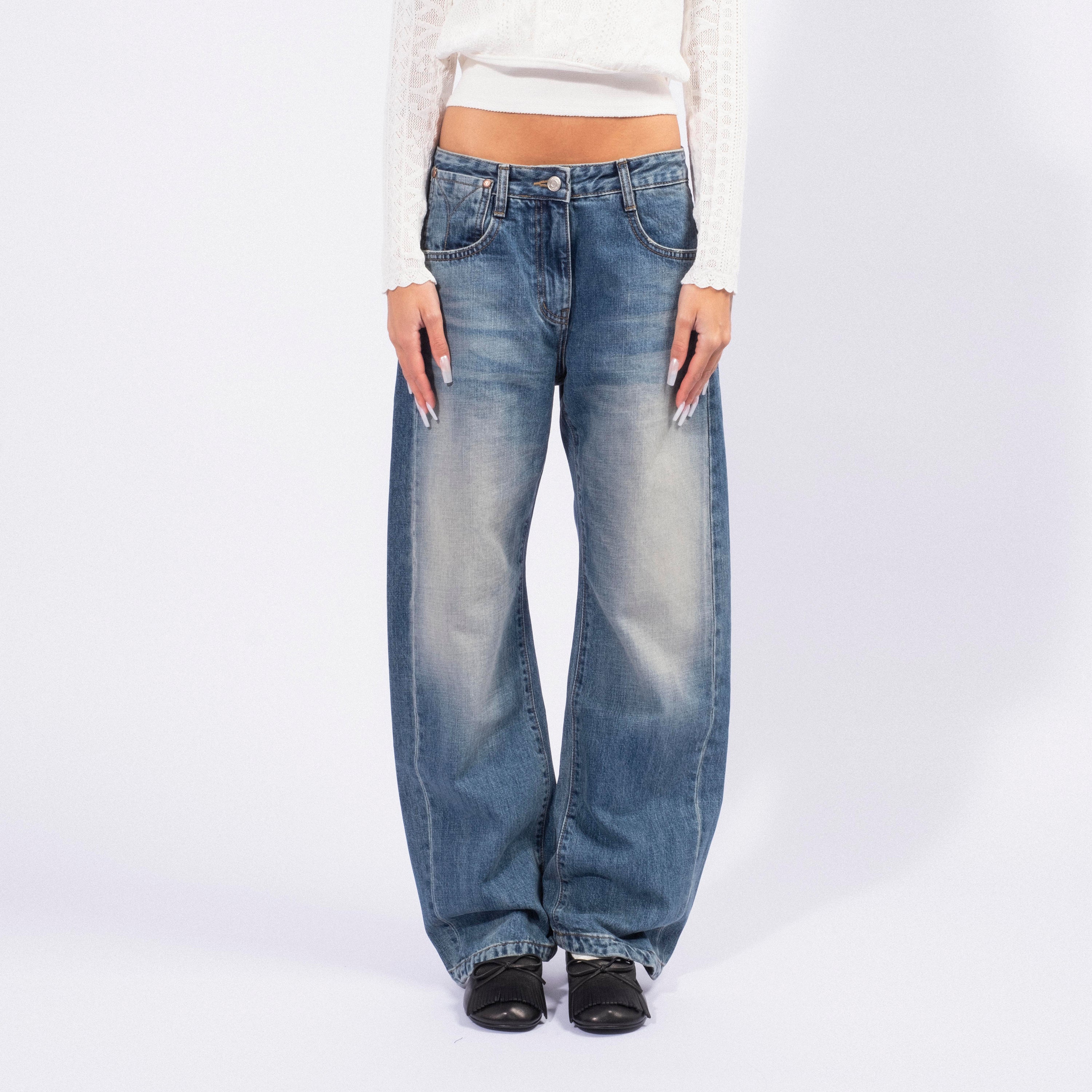 [OPEN YY] CURVED JEANS _ DARK BLUE