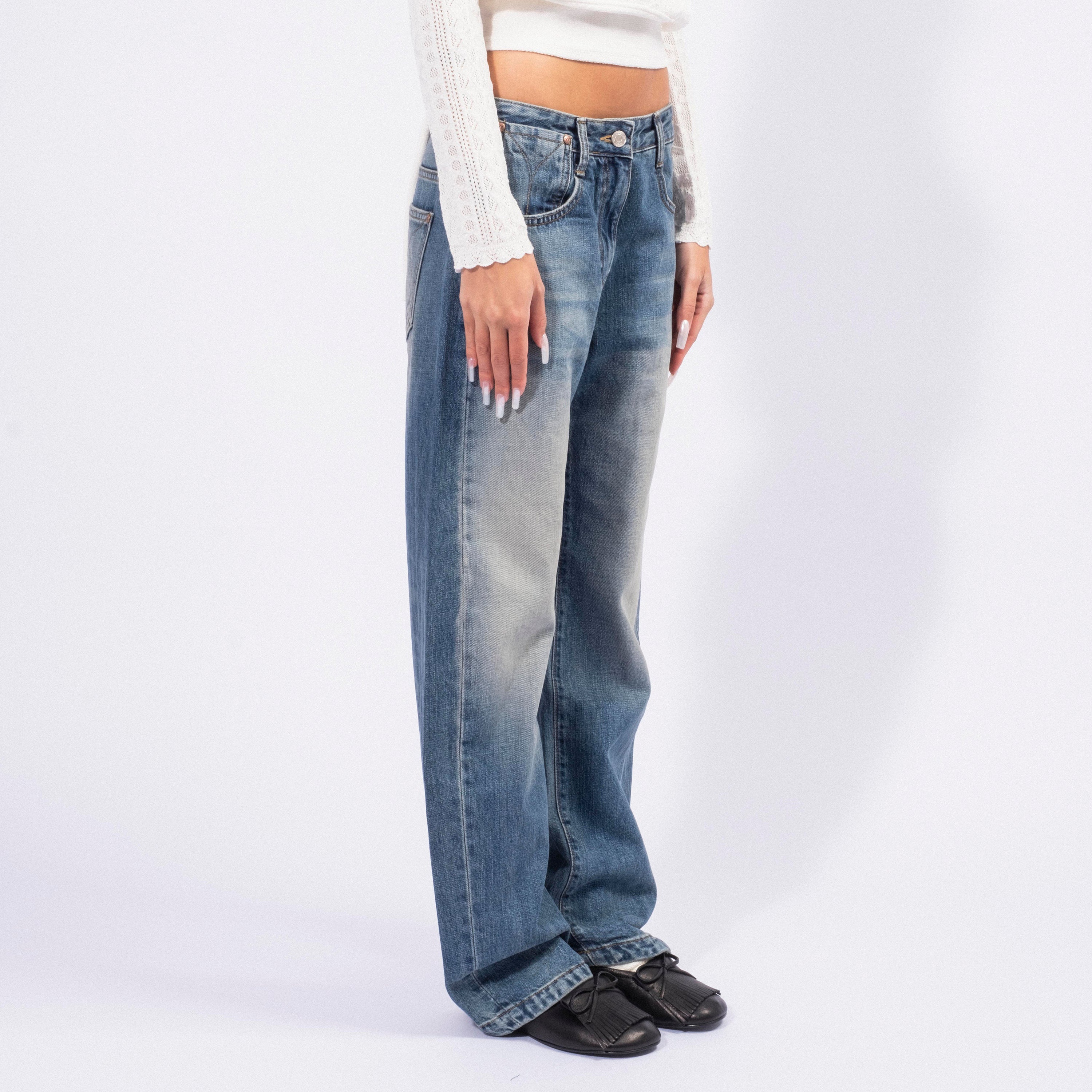 [OPEN YY] CURVED JEANS _ DARK BLUE