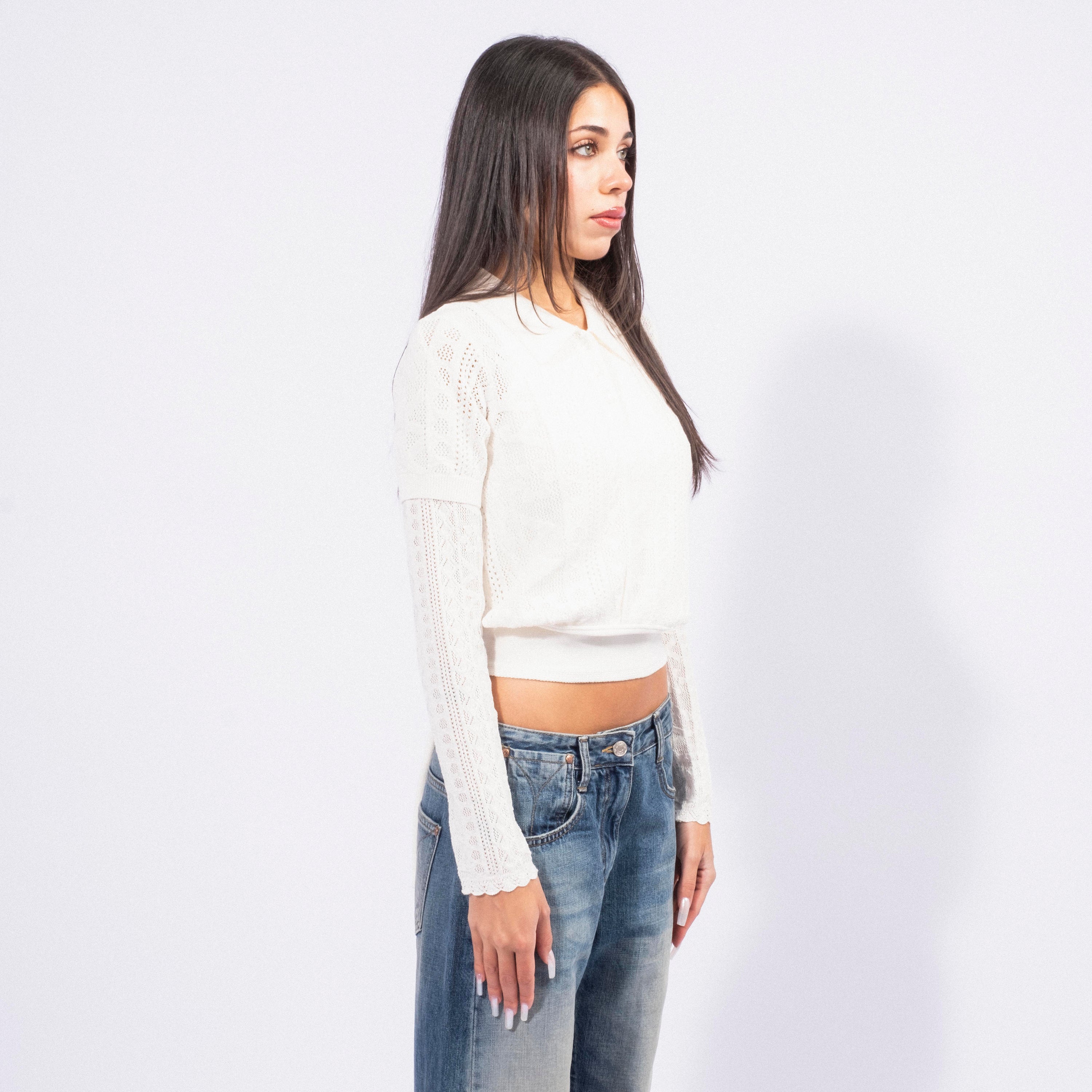 [OPEN YY] YY JACQUARD KNIT POLO SHIRT _ WHITE