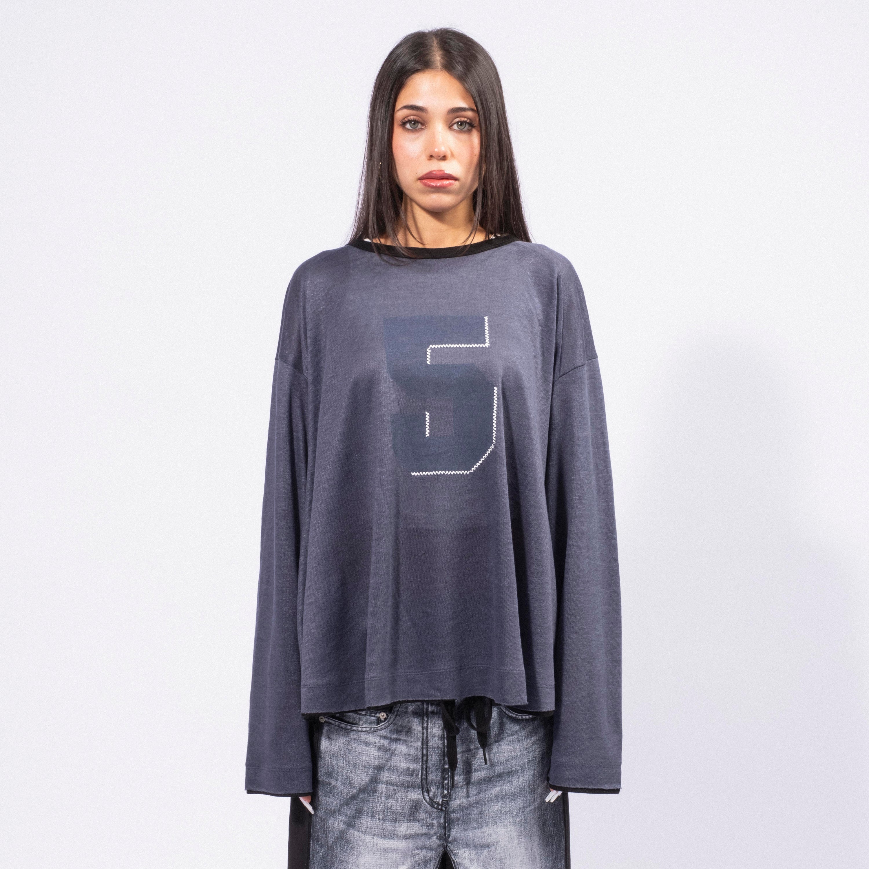 [OPEN YY] NO. 5 OVERSIZED LINEN TEE _ BLUE