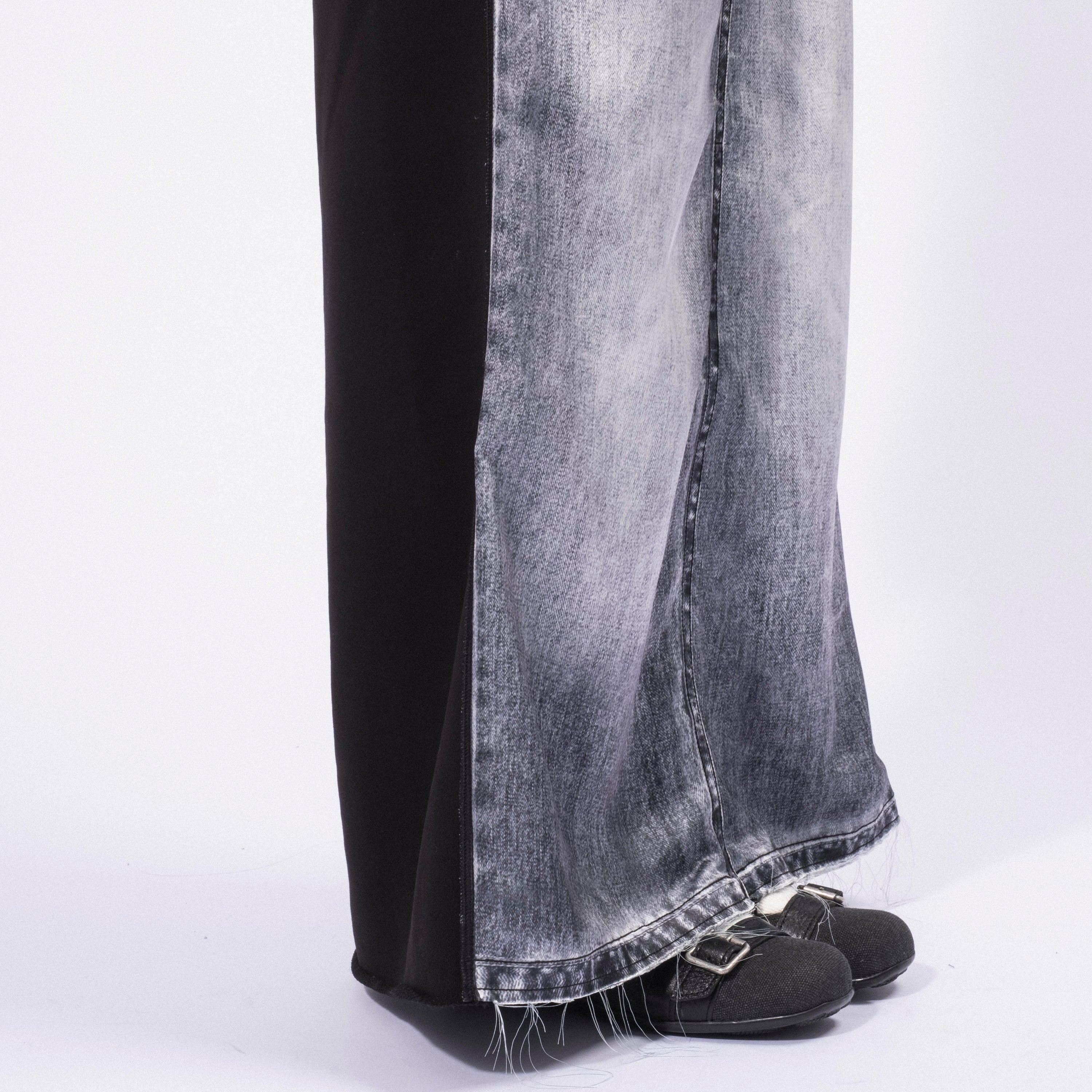 [OPEN YY] / ☆ 25SS FRONT JEAN EFFECT JERSEY SKIRT / BLACK OPEN YY] FRONT JEAN EFFECT JERSEY SKIRT _ BLACK