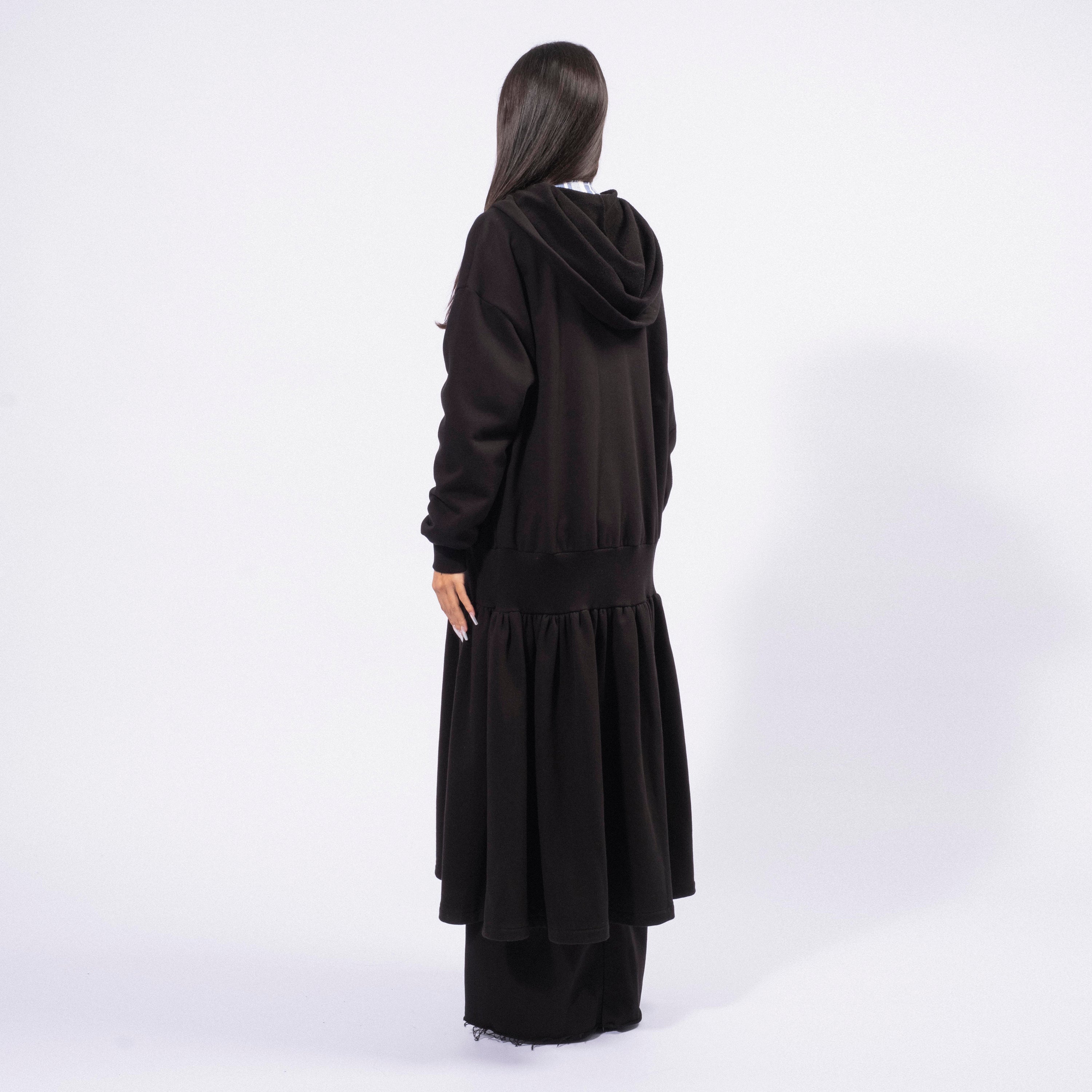 【OPEN YY】 JERSEY SHIRRING HOODIE JACKET (2COLORS) OPEN YY] JERSEY SHIRRING HOODIE JACKET _ BLACK
