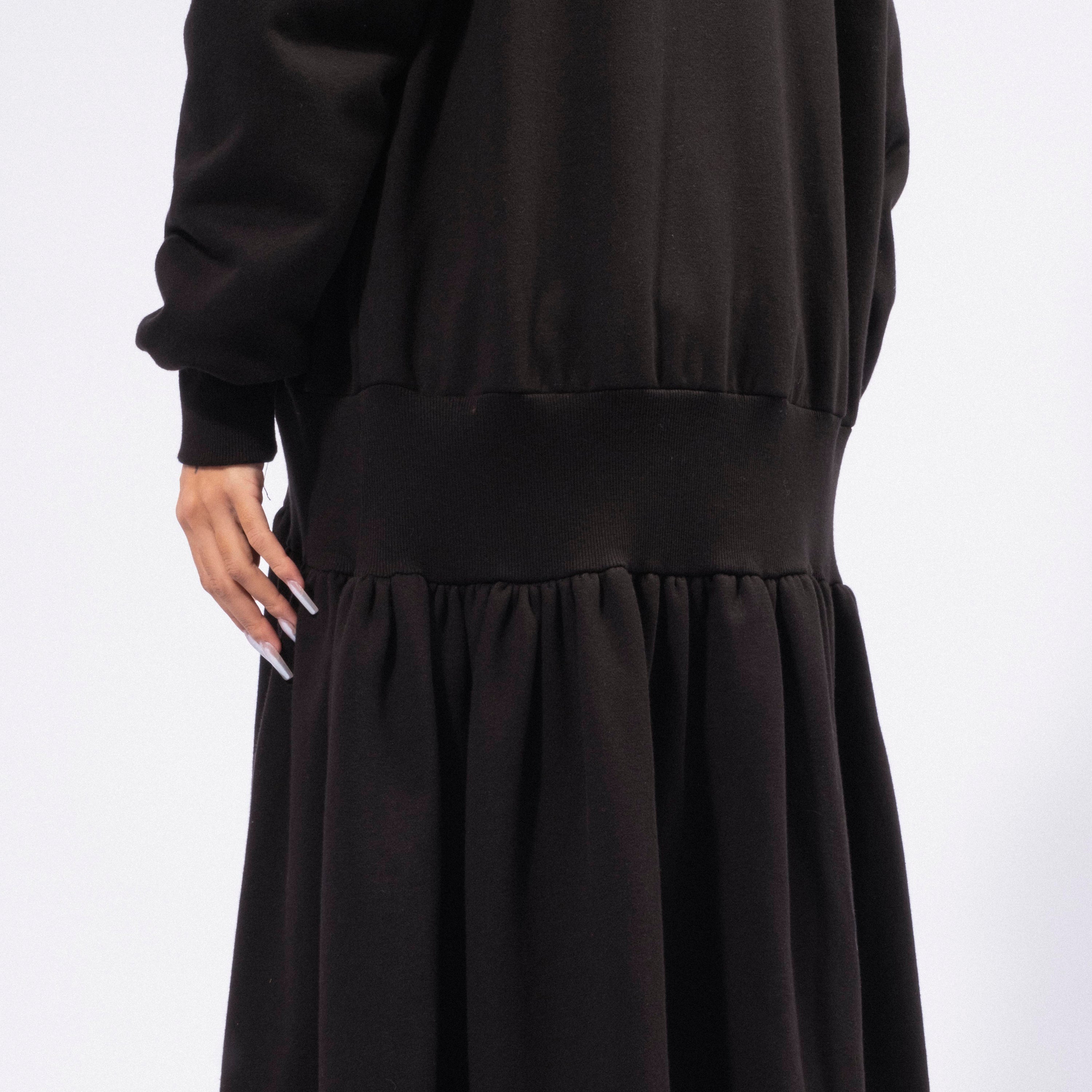 OPEN YY] JERSEY SHIRRING HOODIE JACKET _ BLACK