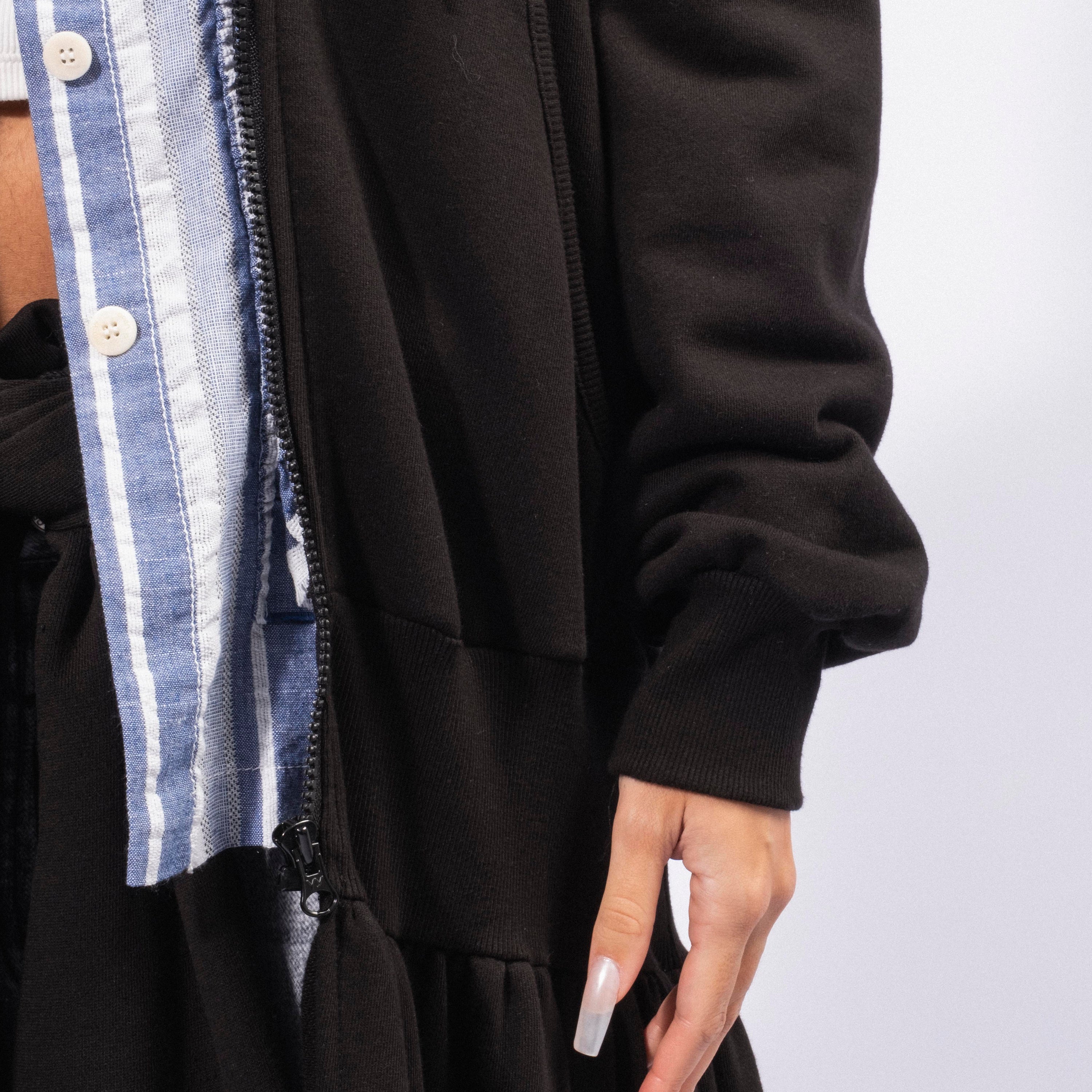 [OPEN YY] / ☆ 25SS JERSEY SHIRRING HOODIE JACKET / BLACK OPEN YY] JERSEY SHIRRING HOODIE JACKET _ BLACK