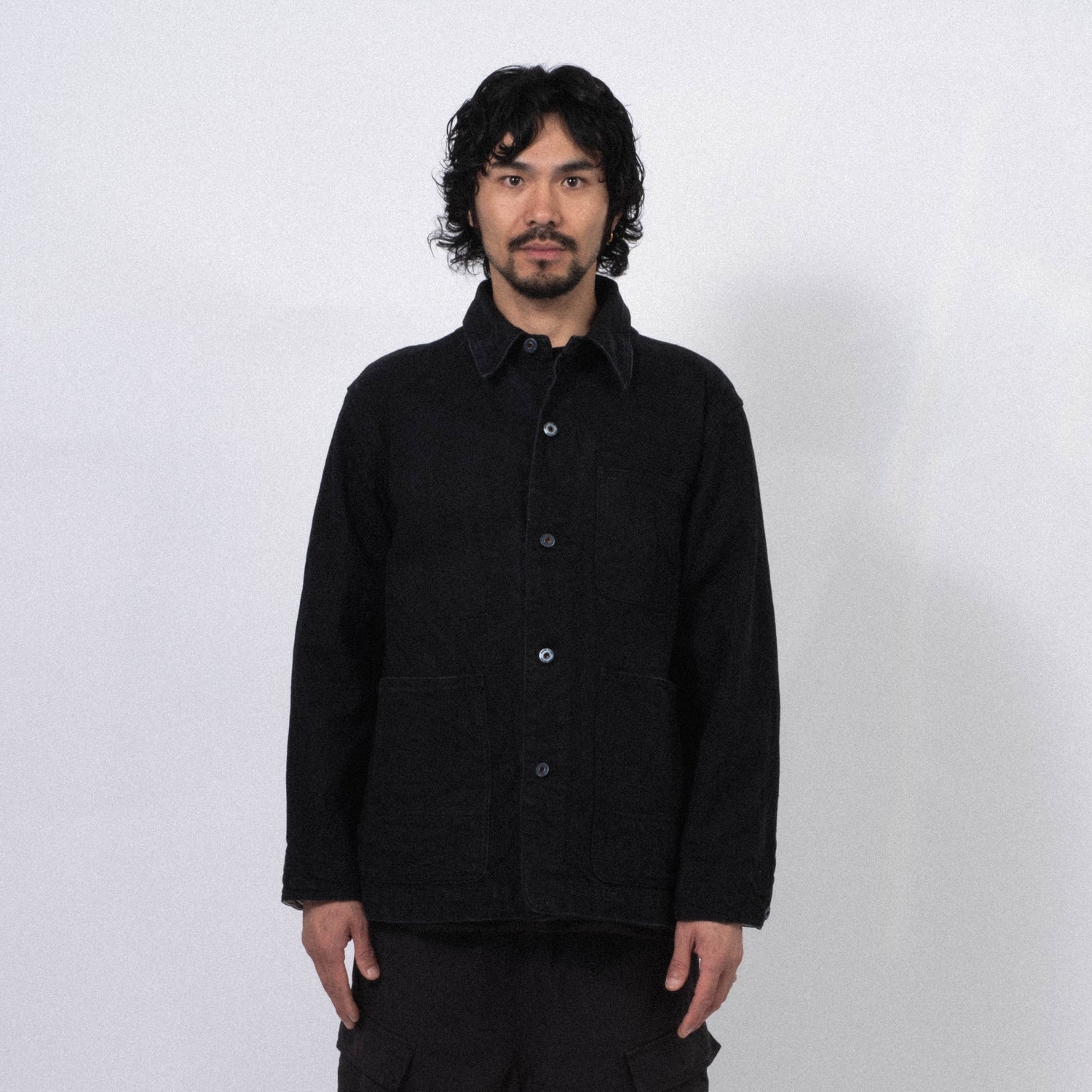 [SNOW PEAK] RECYCLED COTTON DENIM JACKET _ BLACK