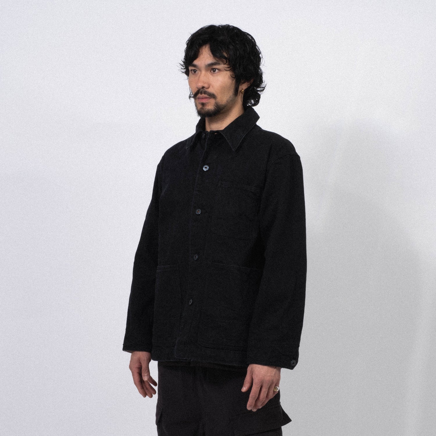 [SNOW PEAK] RECYCLED COTTON DENIM JACKET _ BLACK