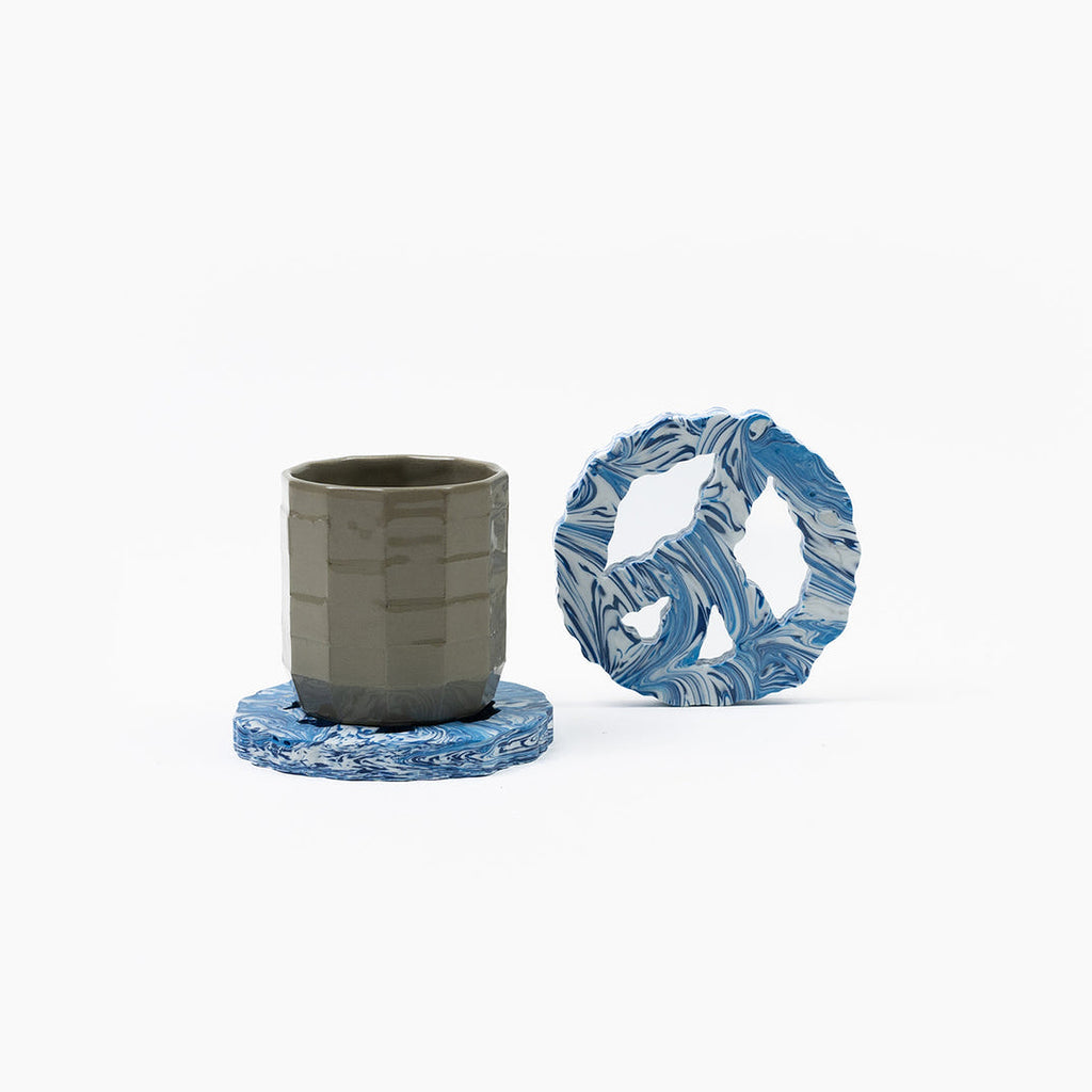 [SPACE AVAILABLE] CLOUDED PEACE COASTER SET OF 4 _ BLUE WAVE